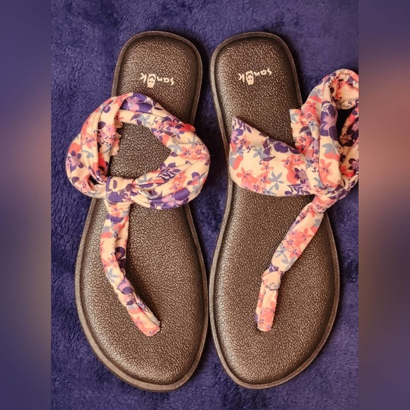 Sanuk‎ Floral Cloth Strap Women's Sz.8 Sandals - Picture 2 of 10